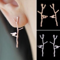 Fashion Gold/Silver-tone Branch-shaped Stud Earrings
