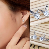 Fashion Rhinestone Angel Wings Stud Earrings