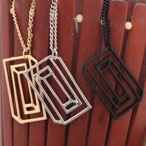 Fashion Hollow Out Rectangle Pendant Necklace