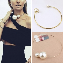 ﻿Fashion Gold/Silver-tone Pearl Choker