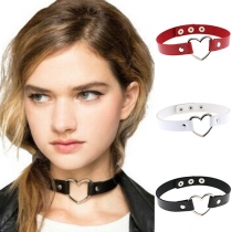 Punk Style Hollow Out Heart PU Leather Choker Necklace