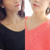 Elegant Style Alloy Chain Pearl Pendant Necklace
