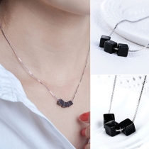 Fashion Style Triple Black Square Pendant Necklace