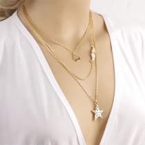 Fashion Style Multi-Layer Tree&Wing&Star Pendant Necklace