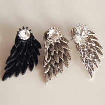 Fashion Style Rhinestone Feather-Shaped Stud Earrings
