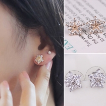 Fashion Style Rhinestone Snowflake-Shaped Stud Earrings