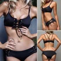 Sexy Lace-Up Strappy-Back Bikini Swimsuit Set