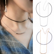Fashion Double-Layered Metal Curved Bar Choker Necklace