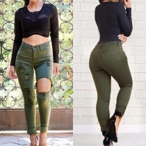 Stylish High-Waisted Destroyed Skinny Jeans