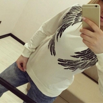 Fashion Round Neckline Long Sleeves Wing Sequin Sweatshirt(The size runs small)
