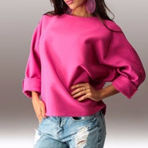 Fashion Solid Color Round Neckline Long Sleeves T-Shirt