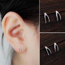 Stylish Silver-Tone Wishbone-Shaped Stud Earrings