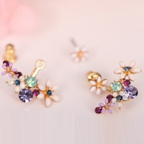 Sweet Colorful Flowers Rhinestone Stud Earrings