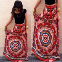 Ethnic Style Printed Maxi Skirt