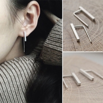 Fashion Silver Tone Rectangle-Shaped Alloy Stud Earrings