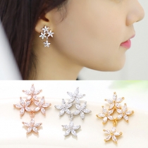 Fashion Rhinestone Flower-Shaped Stud Earrings