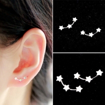 Sweet Three Stars Row Stud Earrings