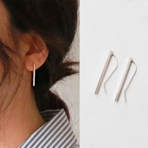 Concise Style Silver Stick-shaped Earrings