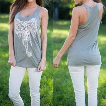 Casual Sleeveless Scoop Neck Lace Spliced Tank Tops
