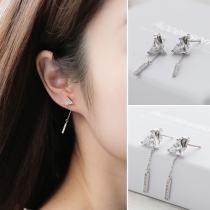 Concise Style Crystal Triangle Tassel Stud Earrings