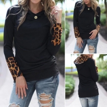 Fashion Leopard Printed Long Sleeve Hooded Sweatshirt For Women