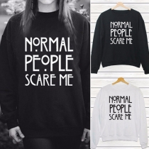 Casual Style Letters Printed Long Sleeve Round Neck Sweatshirt For Women