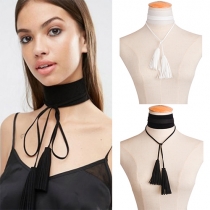Fashion Solid Color Tassel Pendant Choker Necklace For Women
