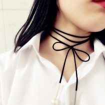 Concise Style Adjustable Stick-shaped Pendant Choker Necklace