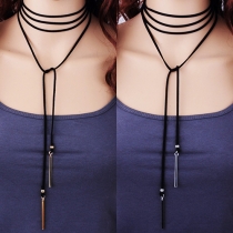 Concise Style Adjustable Stick-shaped Pendant Choker Necklace