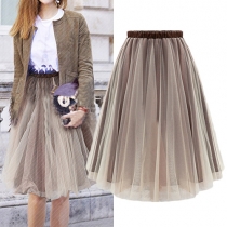 Trendy Elastic Waist Double-layer Bust Pleated Skirt
