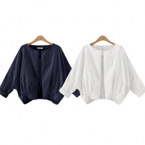 Fashion Solid Color Bat Sleeve Cardigan For Women