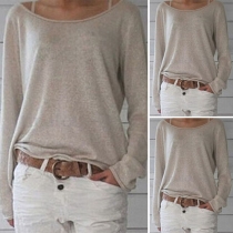 Casual Style Round Neck Long Sleeve Loose-fitting Knit Top