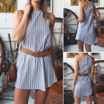 Sexy Striped Printed Sleeveless Loose-fitting Sling Dress