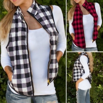 Fashion Stand Collar Front Zipper Lattice Printed Vest For Women