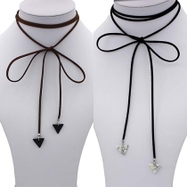 Simple Harajuku Turquoise Triangle Shaped Velvet Strip Choker Necklace