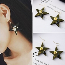 Stylish Wood Five-pointed Star Shaped Rivet Earring