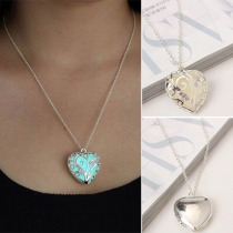 Fashion Love Shaped Hollow Out Glow Pendant Necklace