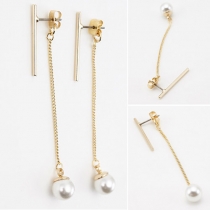 Elegant Simple Pearl Long Pendant Earring