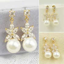 Simple Fashion Zircon Pearl Flower Shaped Earring