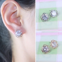 Unique Pentagram Hollow Out Shaped Zircon Stud Earring