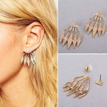 Fashion Elegant Rhinestone Triangle Shaped Tassel Stud Earring