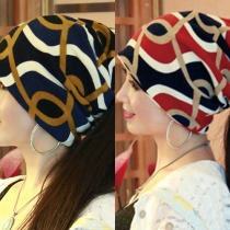 Fashion Knit Striped Pattern Multifunction Scarf And Cap