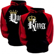 Fashion Letters King Printed Long Sleeve Couple Hoodie Sweater