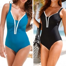 Sexy Backless Deep V-neck One-piece Swimsuit  