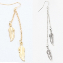 Fashion Gold/Silver-tone Leaf Tassel Earrings