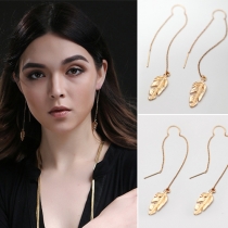 Fashion Gold-tone Tassel Feather Earrings