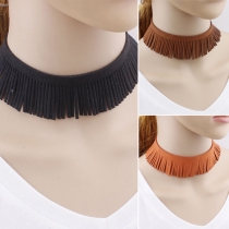 Punk Style Solid Color Tassel Choker Necklace