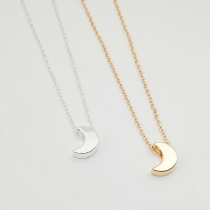 Fashion Gold-Silver-tone Crescent Pendant Necklace