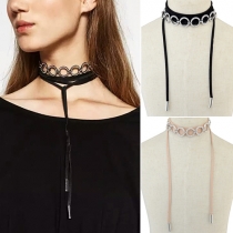 Fashion Rhinestone Inlaid Hoop Choker Necklace Set