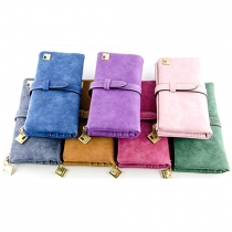 Retro Style Solid Color Long Wallet for Women